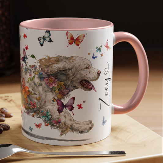 Clumber Spaniel #1 Personalized Accent Mugs, 11oz
