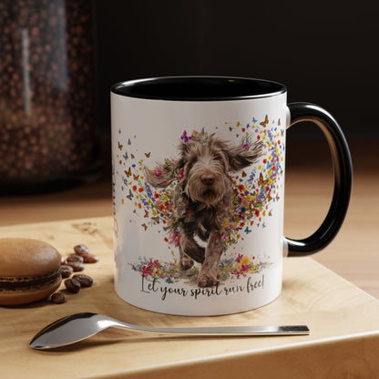 Spinone Italiano #2, Let your spirit run free, personalized colourful Mugs, 11oz