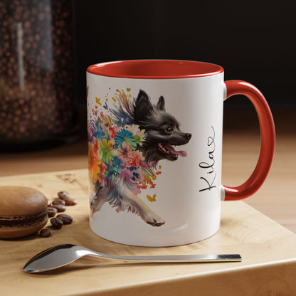 Keeshond #1 Personalized Accent Mugs, 11oz