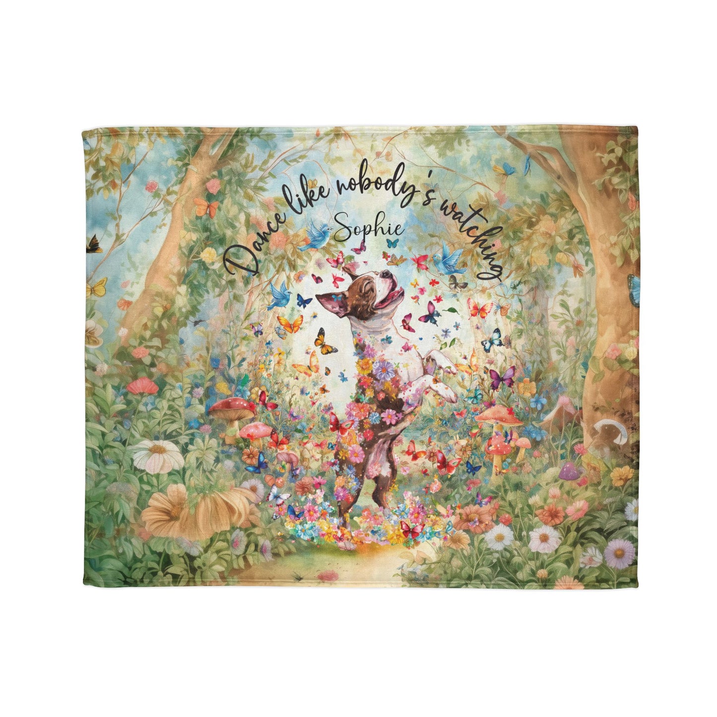 Boston Terrier #1 Dancing, Personalised Mystical Forest Blanket