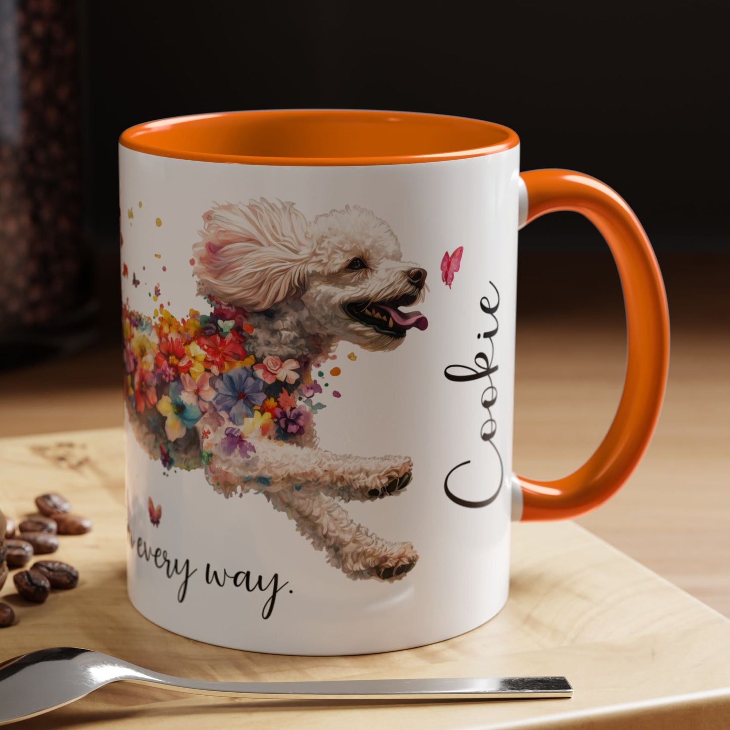 Poodle #1 - Practically Pawfect in every way. Personalised Colorful Accent Mugs, 11oz