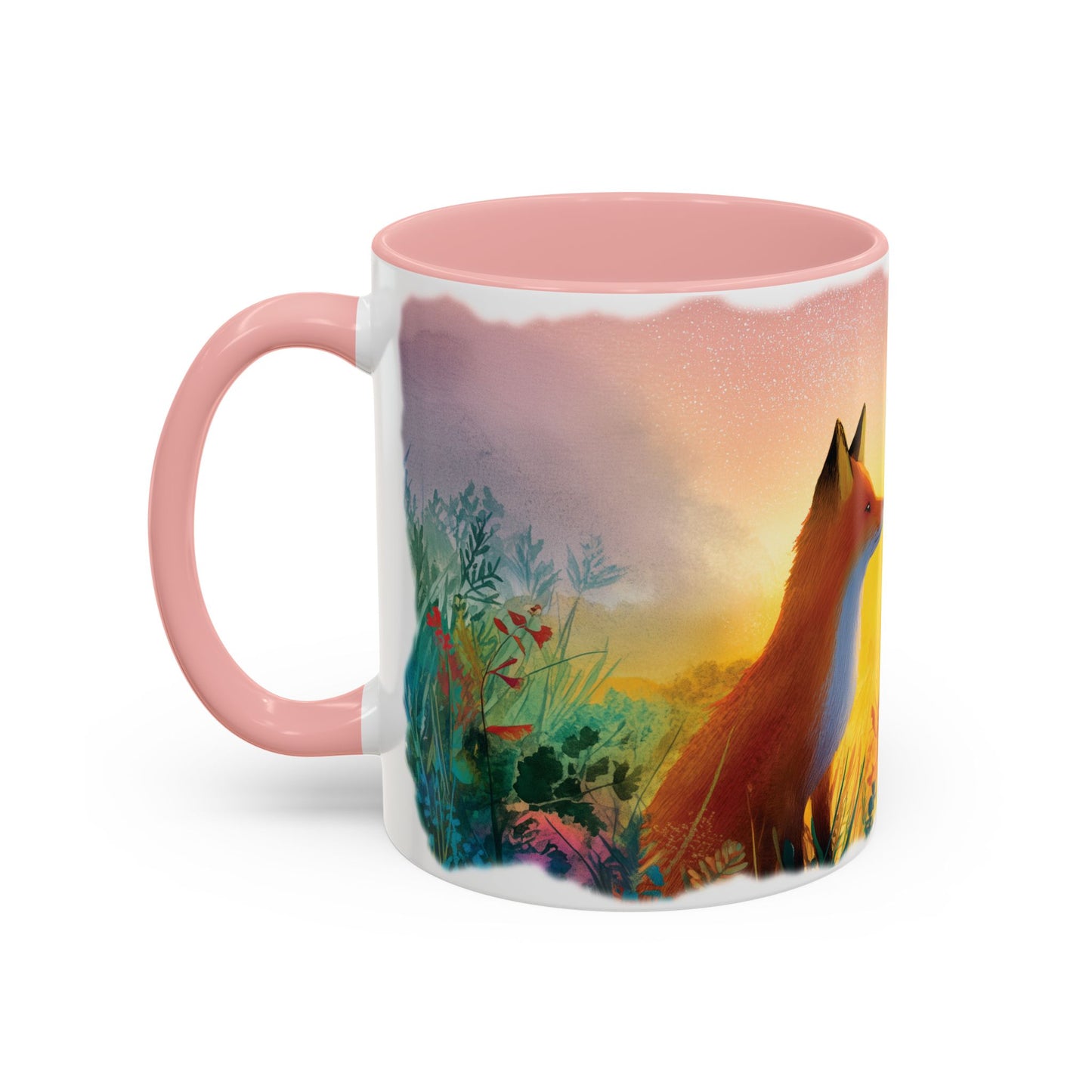 Fox Sunrise #1 Personalized Accent Mugs, 11oz