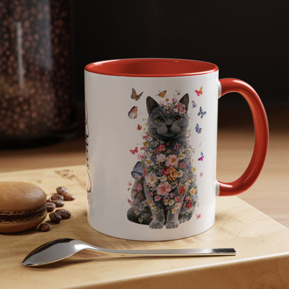 British Blue Cat #1 Personalized Accent Mugs, 11oz