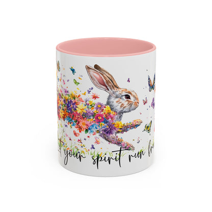 Rabbit "Let your spirit run free" Personalized Accent Mugs, 11oz