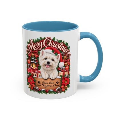 Maltese #2 Merry Christmas, personalised accent colour 11oz mug