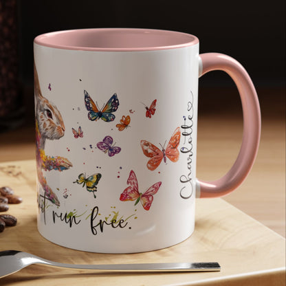 Rabbit "Let your spirit run free" Personalized Accent Mugs, 11oz