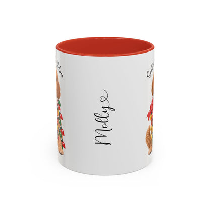 Labradoodle #1, Santa's little helper, personalised accent colour 11oz mug