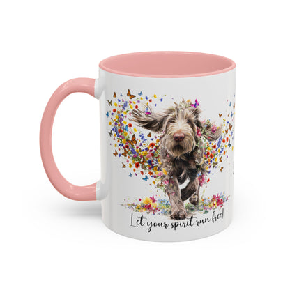 Spinone Italiano #2, Let your spirit run free, personalized colourful Mugs, 11oz