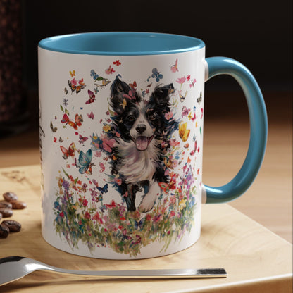 Border Collie #4 Personalized Accent Mugs, 11oz