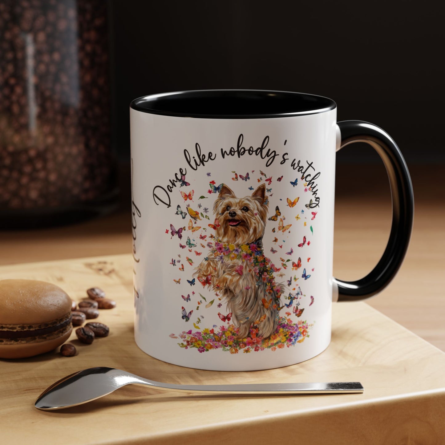 Silky Terrier "Dance like nobody's watching" personalized colourful Mugs, 11oz