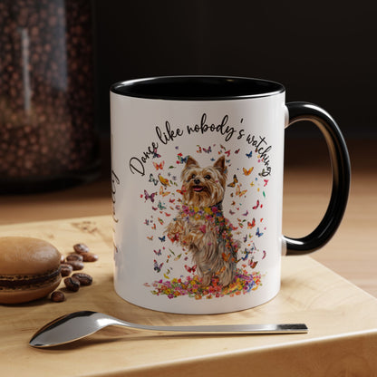 Silky Terrier "Dance like nobody's watching" personalized colourful Mugs, 11oz