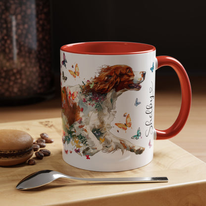 Irish Red & White Setter, Personalized Accent Mugs, 11oz