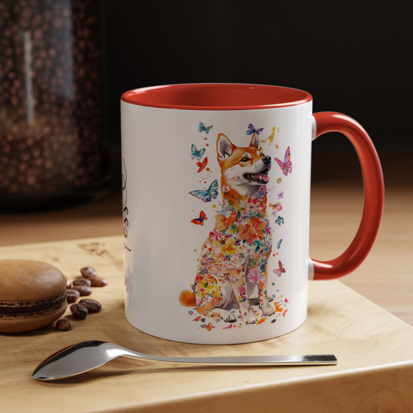 Shiba Inu Personalized Colorful Accent Mugs, 11oz