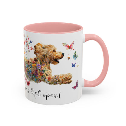 Golden Doodle/Groodle #3 "Live like the gate was left open" Accent Mugs, 11oz