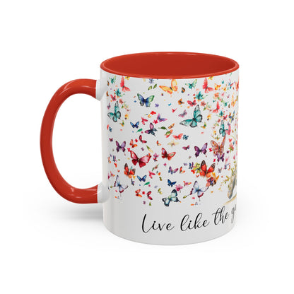 Schnauzer #2,  Live like the gate was left open, Colorful Accent Mugs, 11oz