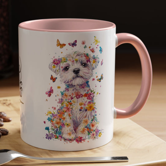 Maltese Personalized Colorful Accent Mugs, 11oz