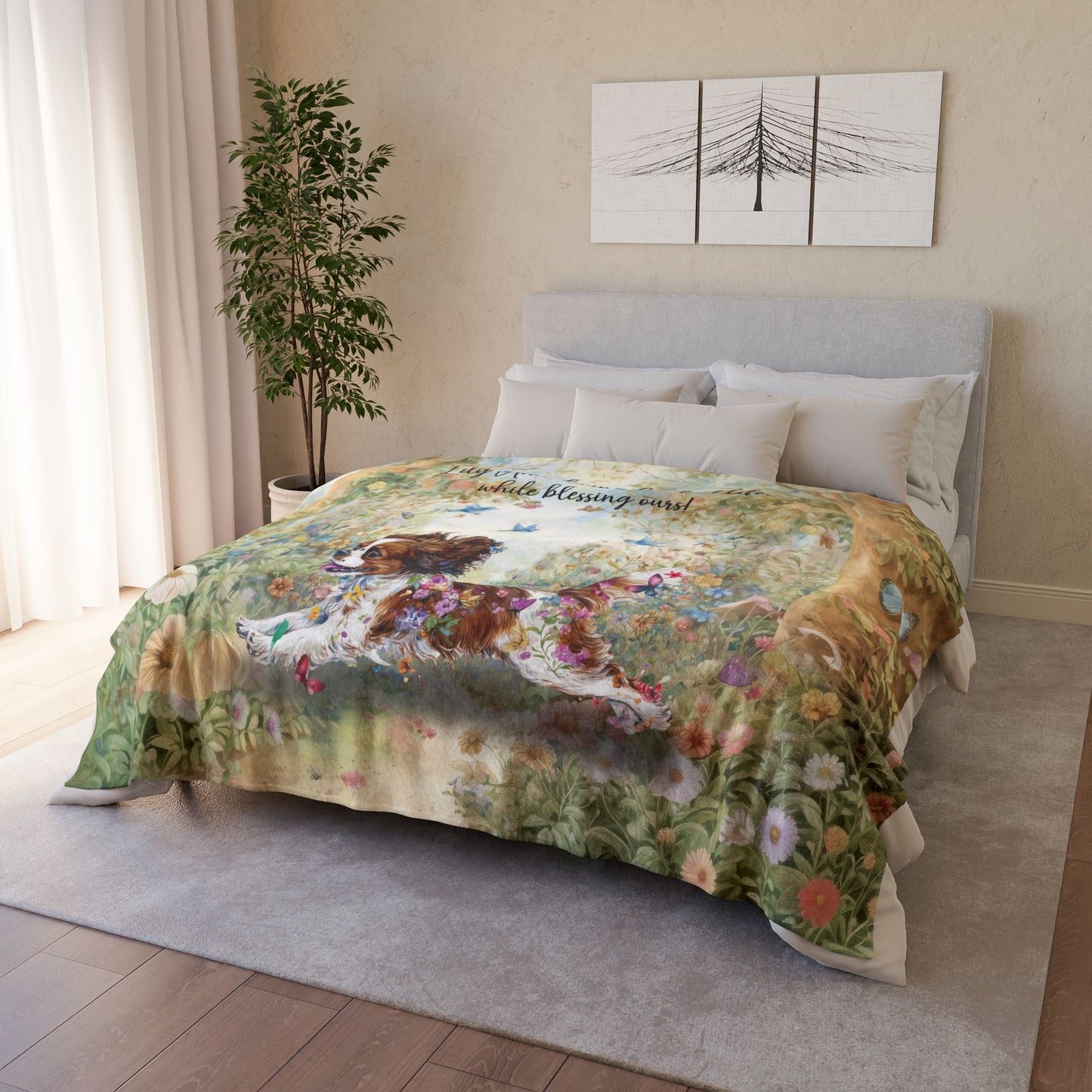Cavalier King Charles Personalised Mystical Forest Blanket