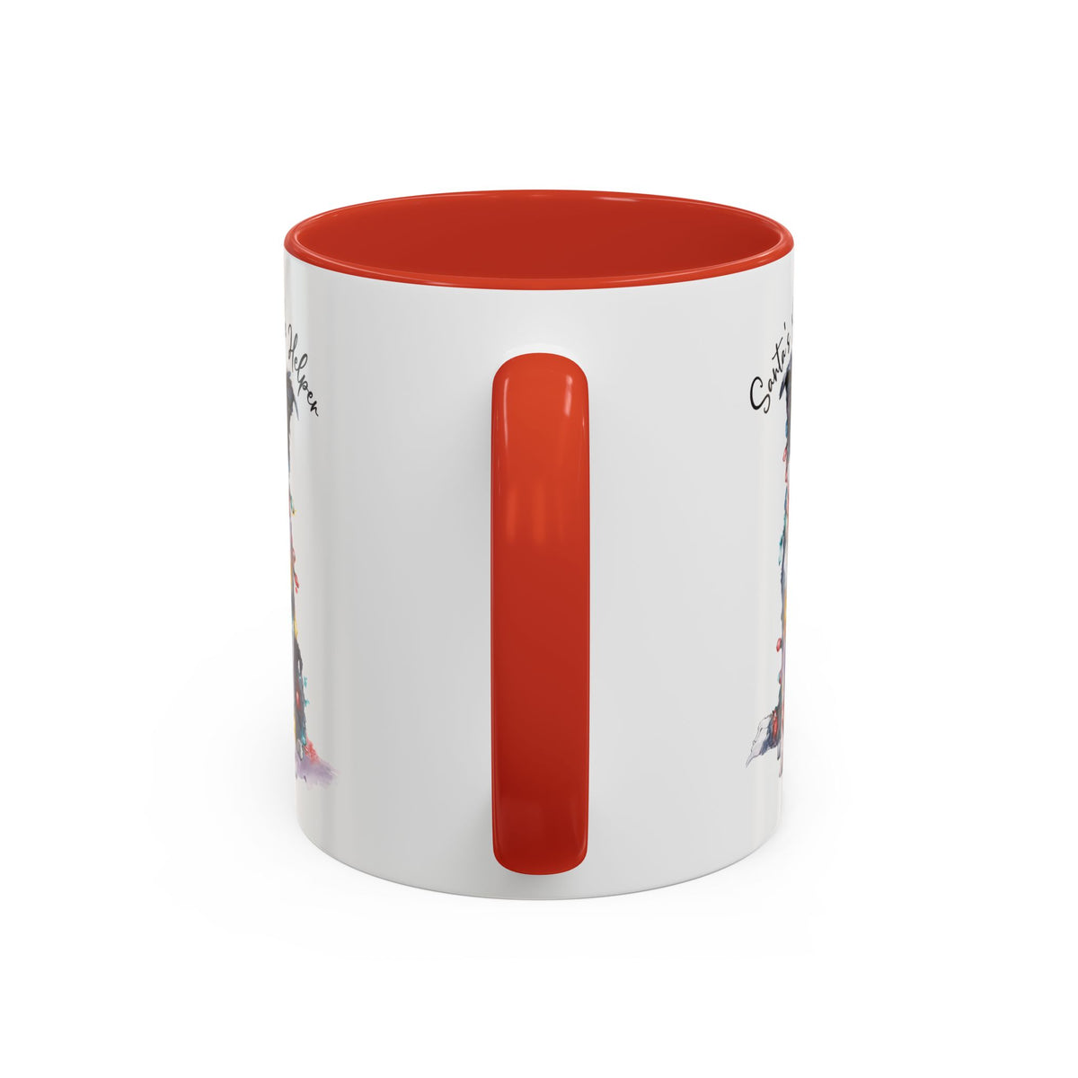 Border Collie, Santa's little helper, personalised accent colour 11oz mug