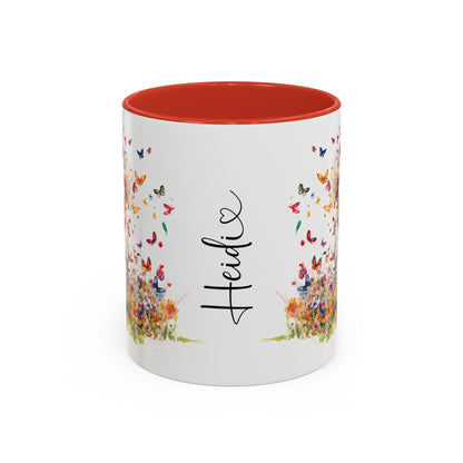Poodle Butterfly Personalized Accent Mugs, 11oz