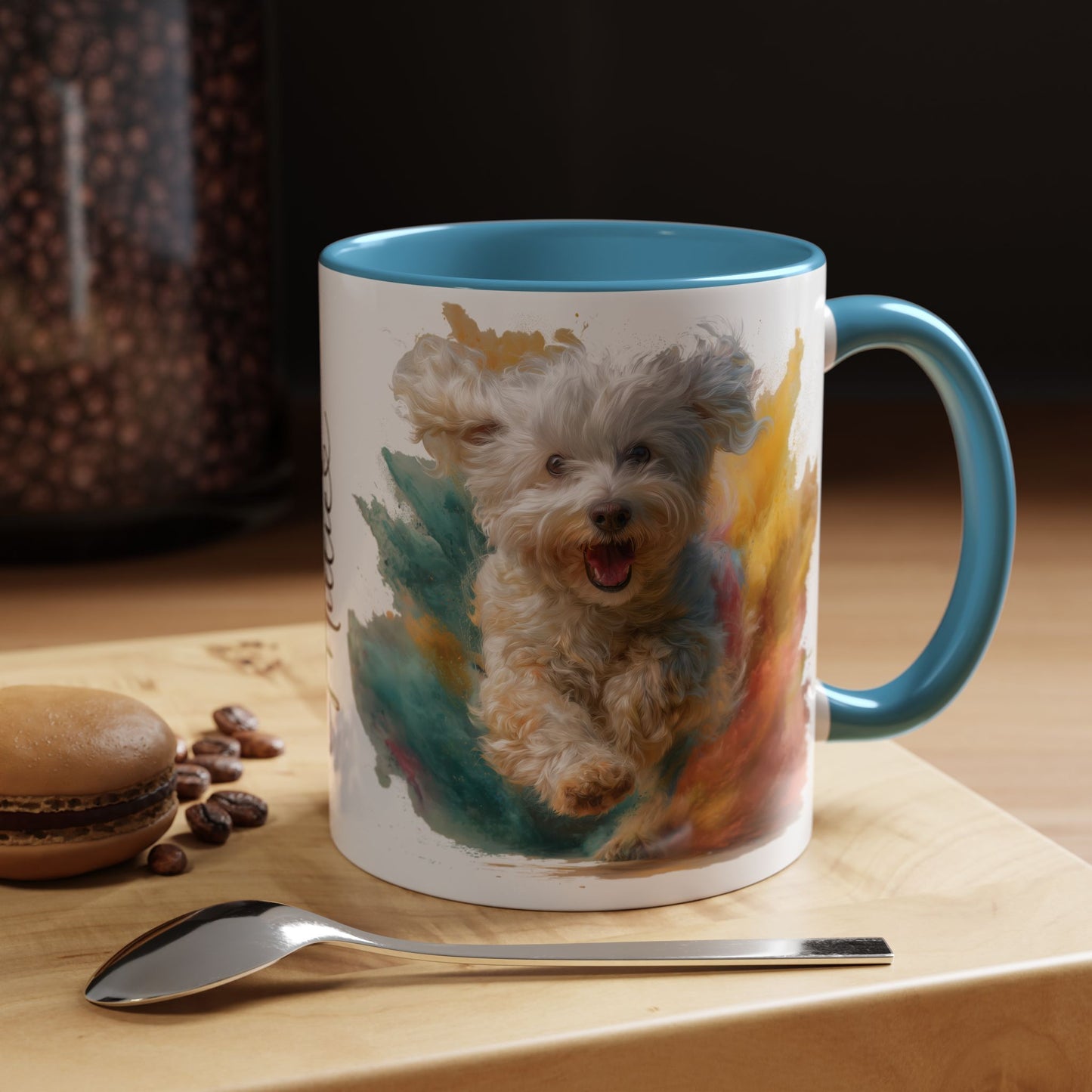 Maltese #2 Paint Colourful Personalised Accent Mugs, 11oz