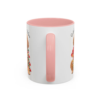 Labradoodle #1, Santa's little helper, personalised accent colour 11oz mug
