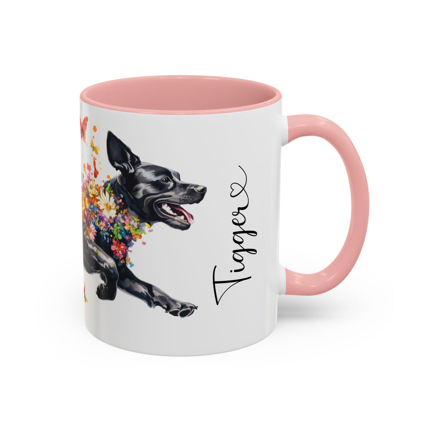 Black Labrador running personalized colourful Mugs, 11oz