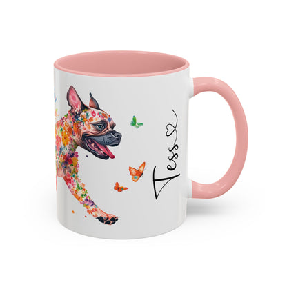 White Boxer Personalized Accent Mugs, 11oz