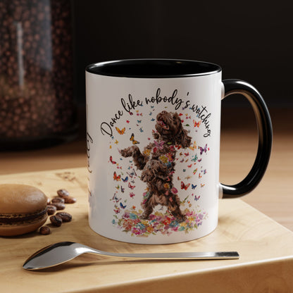Cockapoo/Cavapoo "Dance like nobody's watching" personalized colourful Mugs, 11oz