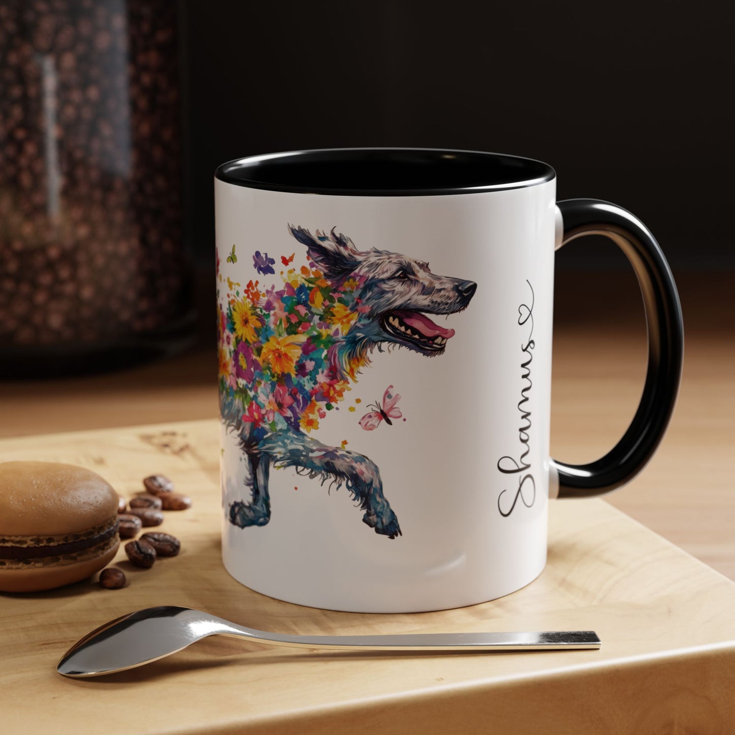 Irish Wolfhound Personalized Accent Mugs, 11oz