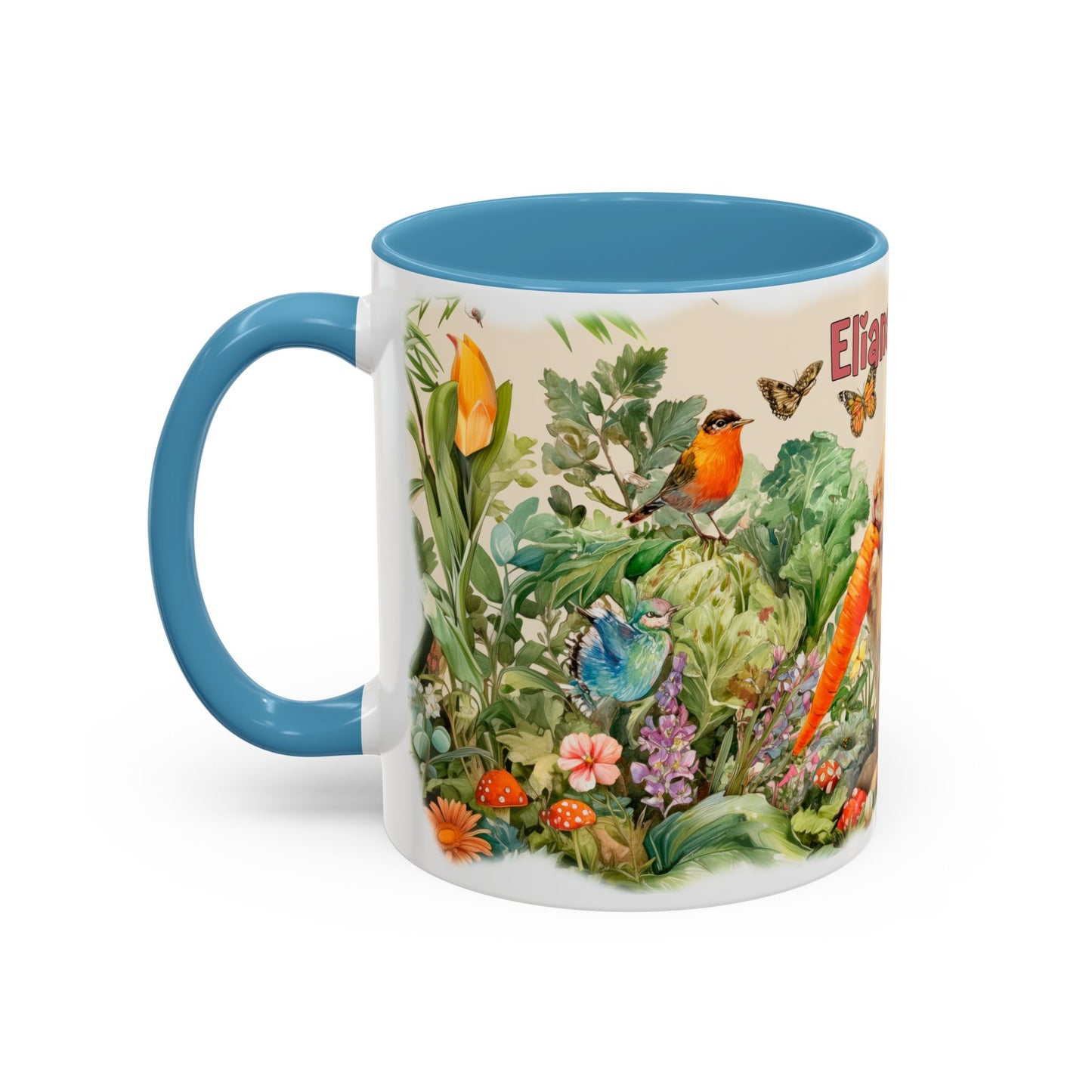 Country Rabbit Personalized Accent Mugs, 11oz