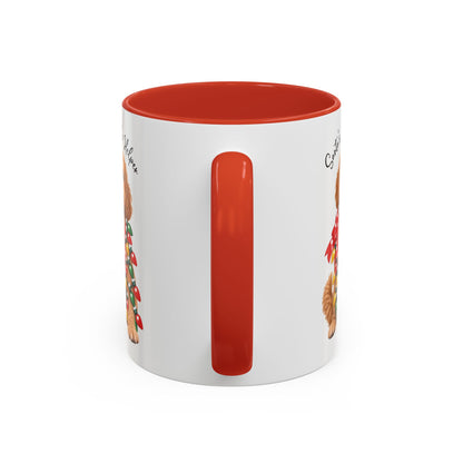 Labradoodle #1, Santa's little helper, personalised accent colour 11oz mug