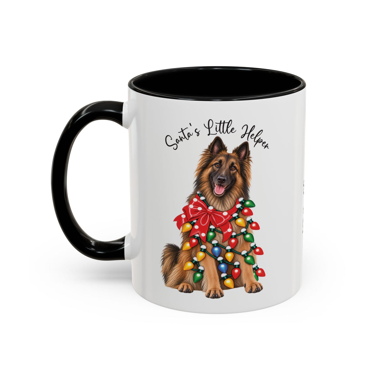 Belgian Tervuren, Santa's little helper, personalised accent colour 11oz mug