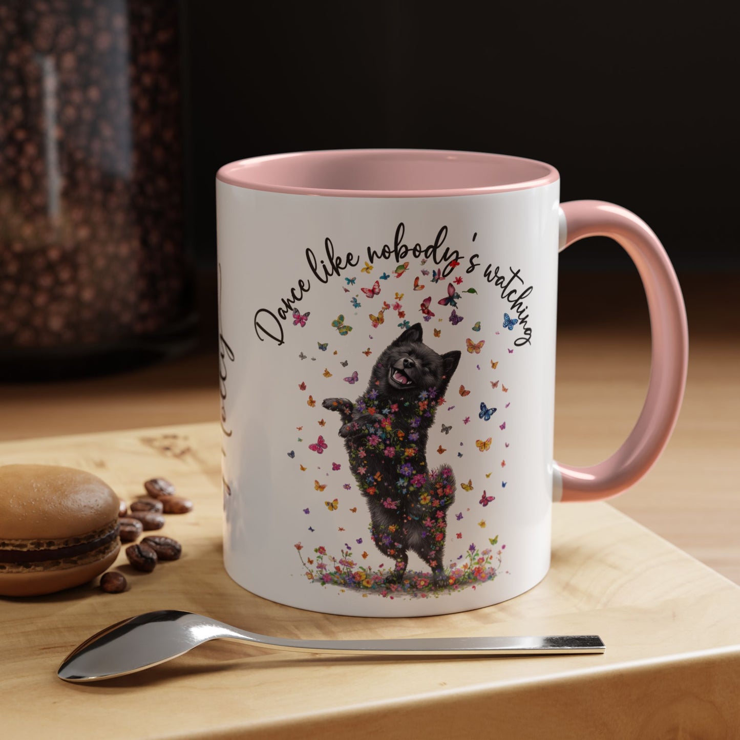 Schipperke "Dance like nobody's watching" personalized colourful Mugs, 11oz