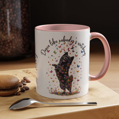 Schipperke "Dance like nobody's watching" personalized colourful Mugs, 11oz
