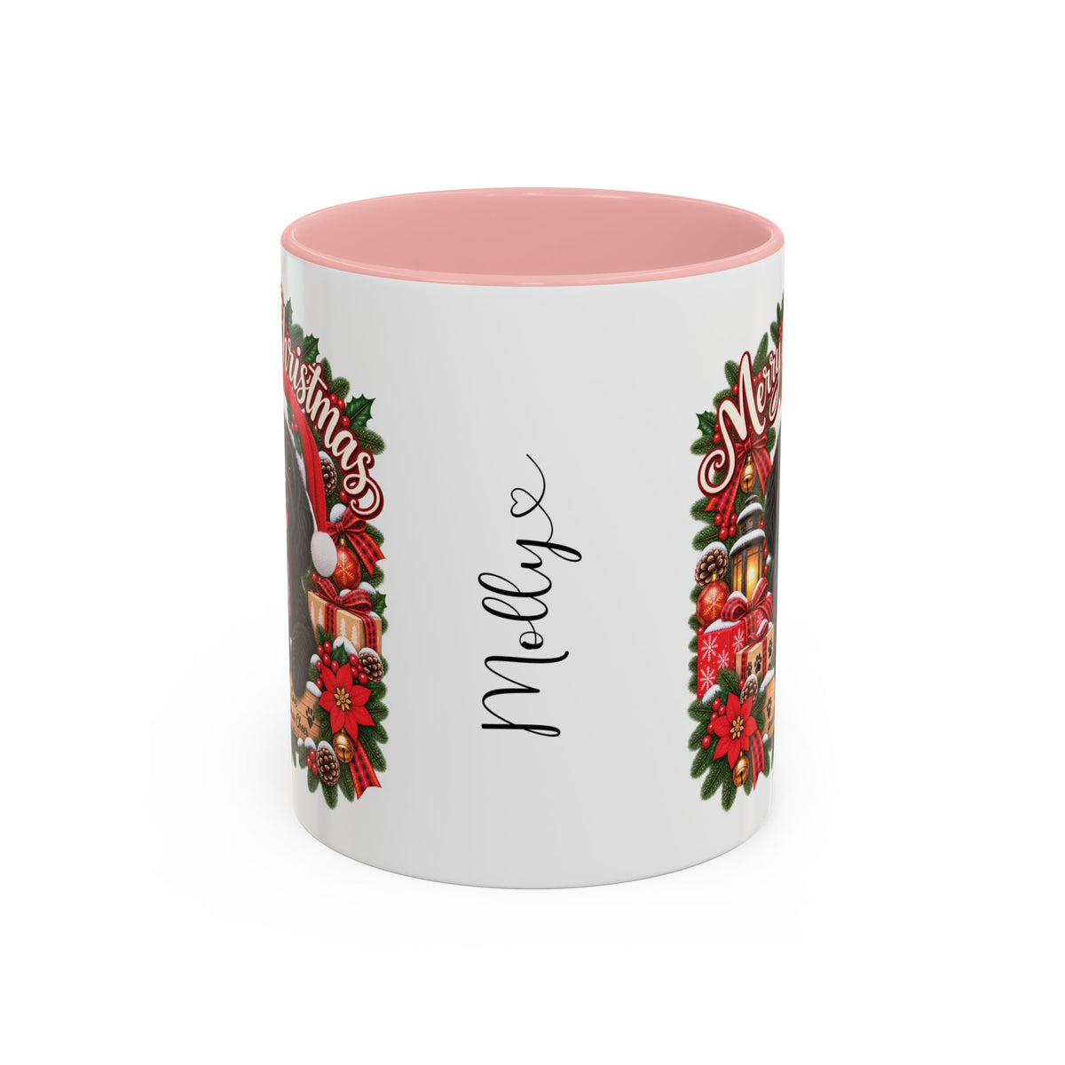 Cavapoo, Cavoodle, Cockapoo Merry Christmas, personalised accent colour 11oz mug