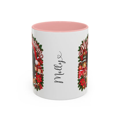 Cavapoo, Cavoodle, Cockapoo Merry Christmas, personalised accent colour 11oz mug