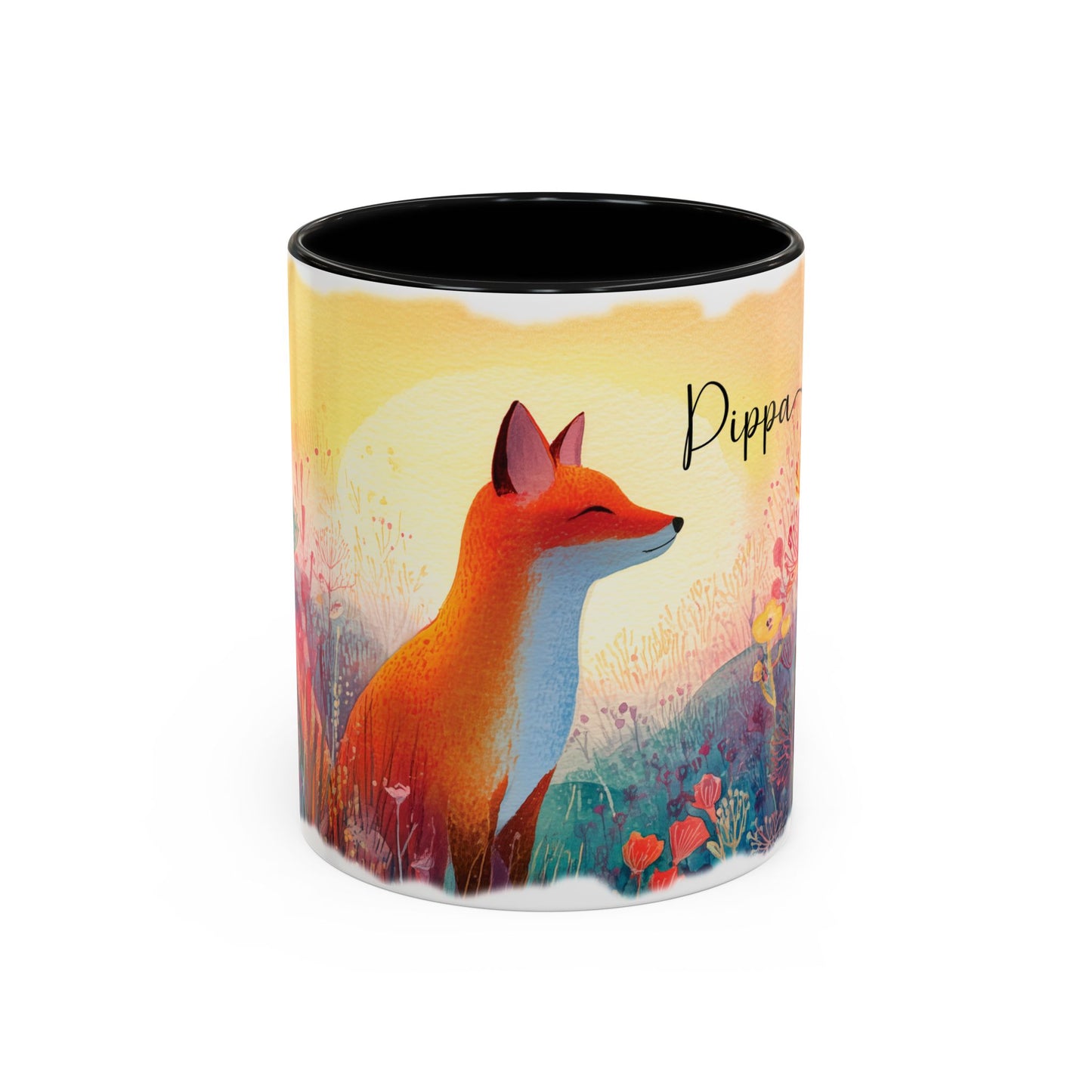 Fox Sunrise #2 Personalized Accent Mugs, 11oz