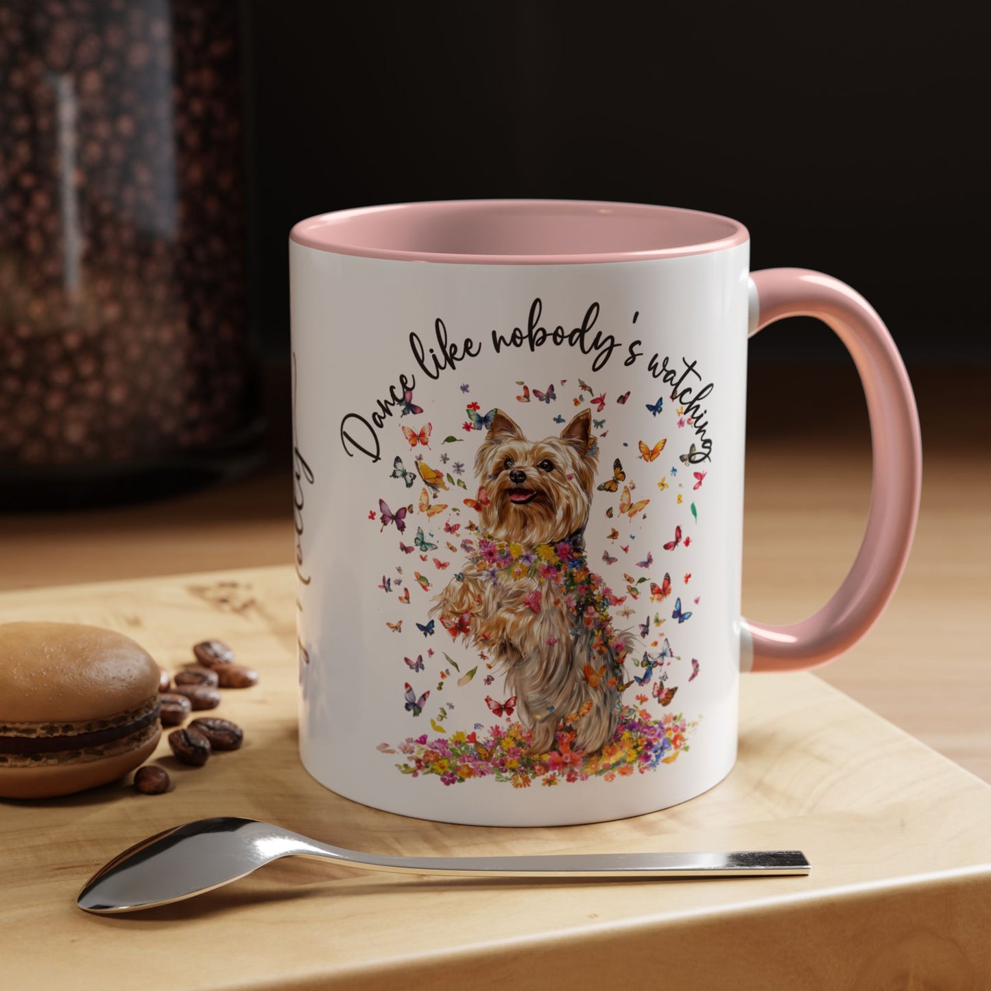 Silky Terrier "Dance like nobody's watching" personalized colourful Mugs, 11oz
