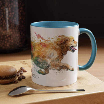 Golden Retriever Paint Colourful Personalised Accent Mugs, 11oz