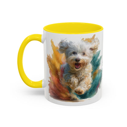 Maltese #2 Paint Colourful Personalised Accent Mugs, 11oz