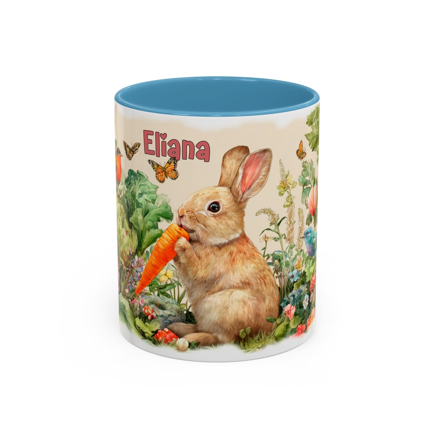 Country Rabbit Personalized Accent Mugs, 11oz