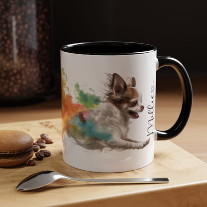 Chihuahua #3 Paint Colourful Personalised Accent Mugs, 11oz