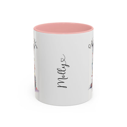 Border Collie, Santa's little helper, personalised accent colour 11oz mug