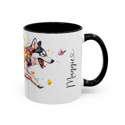 Malamute Personalized Colorful Accent Mugs, 11oz