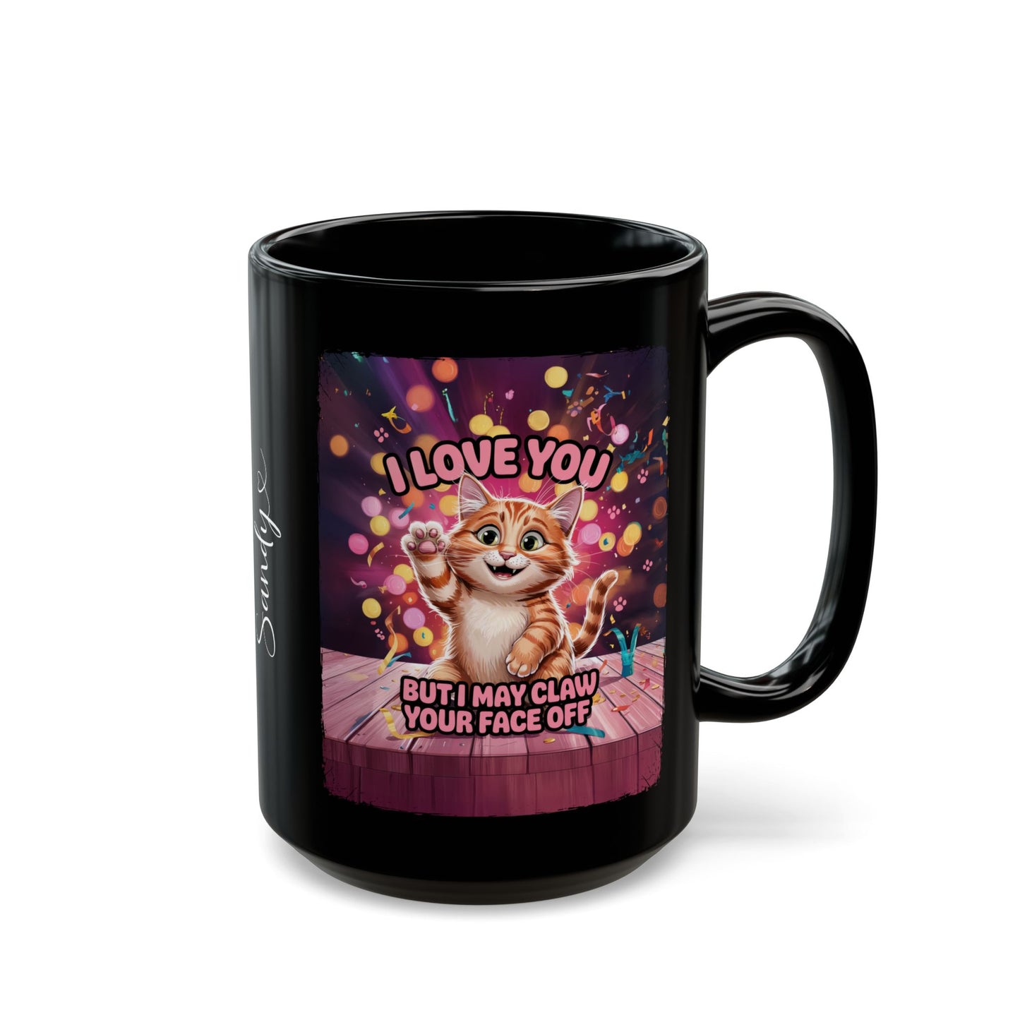 I love you cat #2 Personalised Black Mug (11oz, 15oz)