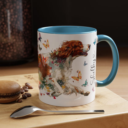 Irish Red & White Setter, Personalized Accent Mugs, 11oz