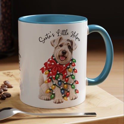Sealyham Terrier, Santa's little helper, personalised accent colour 11oz mug