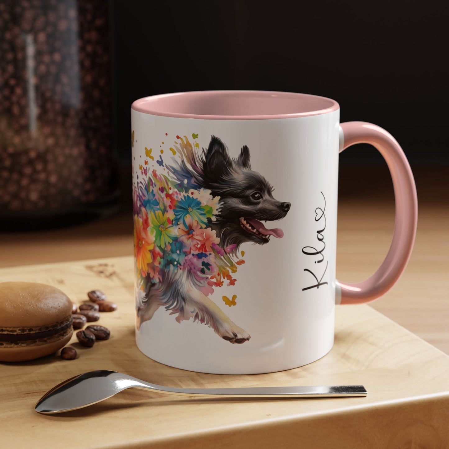 Keeshond #1 Personalized Accent Mugs, 11oz