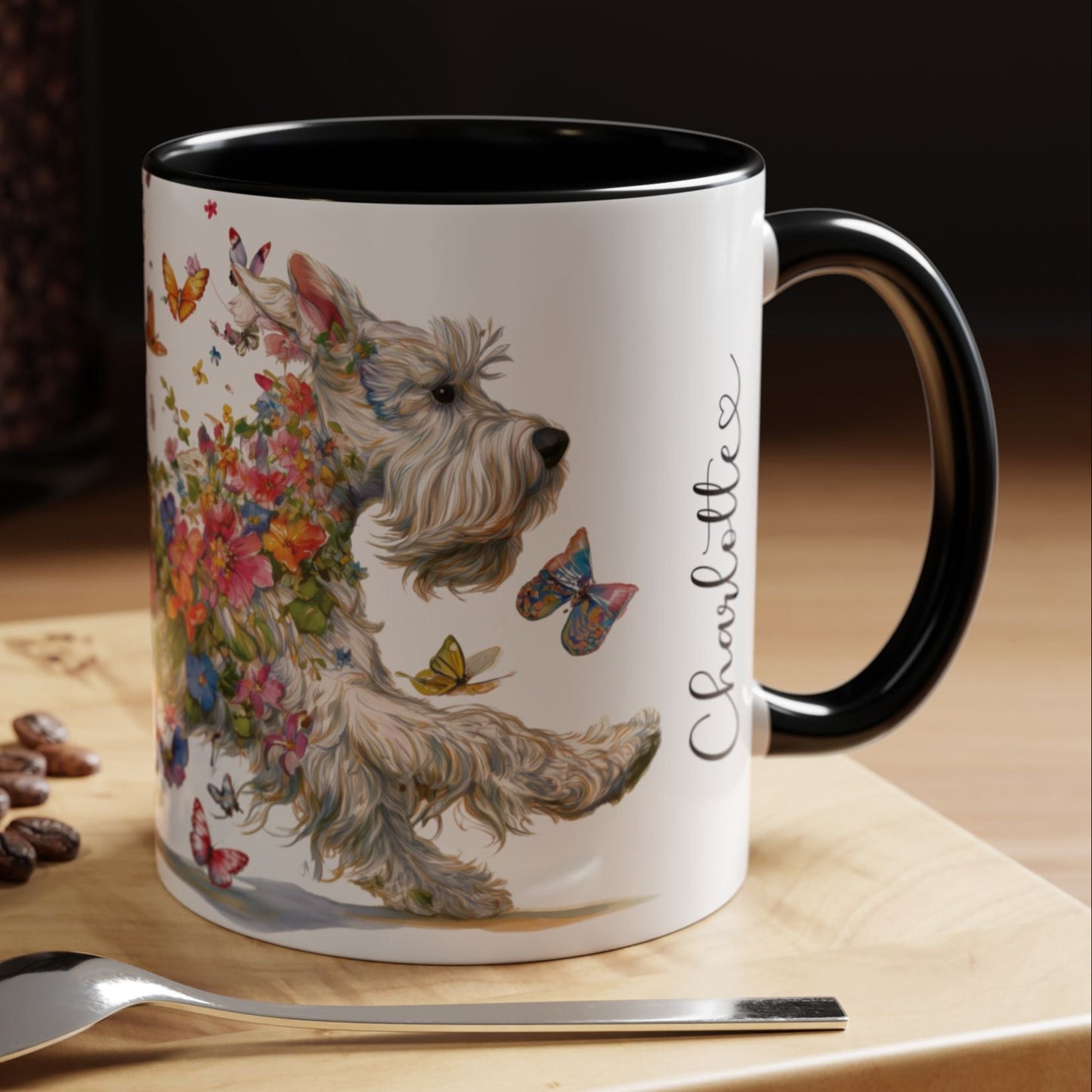 White Schnauzer Personalized Accent Mugs, 11oz