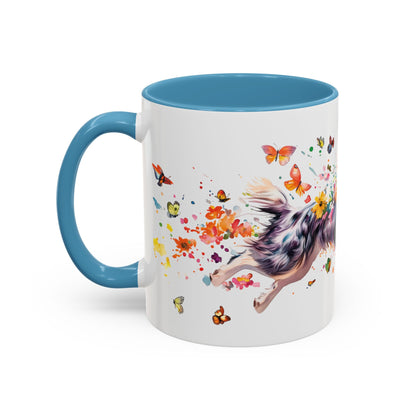 Border Collie (Australian Collie) Blue Merle, Personalized Accent Mugs, 11oz